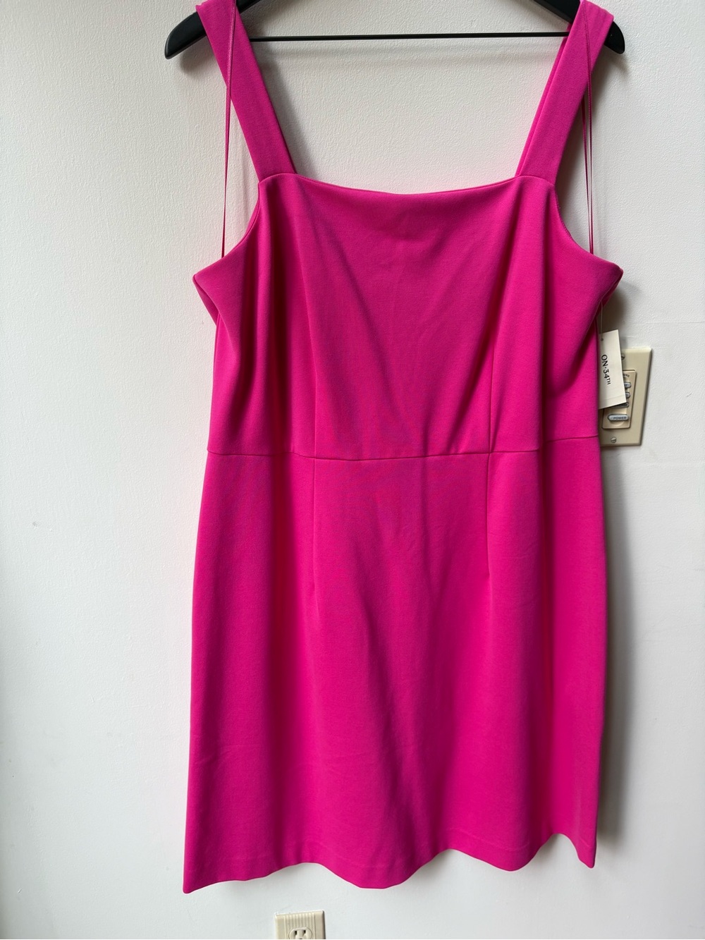 Bright Fuchsia Square-Neck Mini Dress with Wide Straps